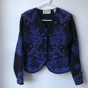 Vintage Lisa Nichols Embroidered Cardigan